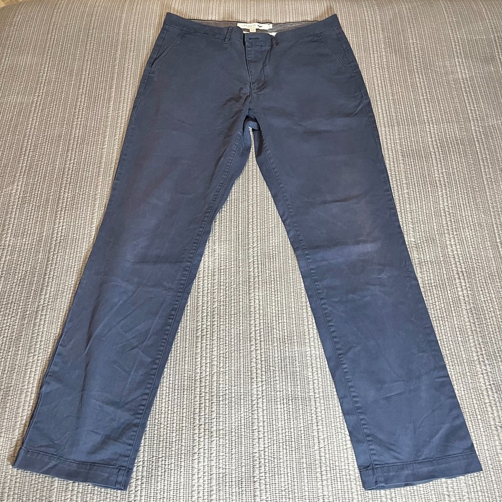 Lacoste Regular Fit Chino Jeans Men's 36 Blue Flat Front Casual Pants